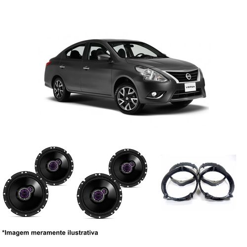 Kit Som Nissan Versa Aro Adaptação Falantes 6" 200w Rms Triaxial 4 Ohms Ts-1760br Pioneer