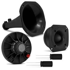 Kit Super Tweeter STW500 + Driver DRV-500 100W RMS + Corneta Longa Preta