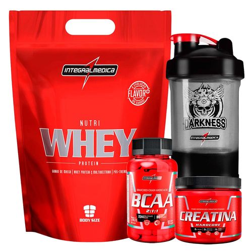 Kit Suplementos Integralmedica Whey + BCAA + Creatina + Coqueteleira