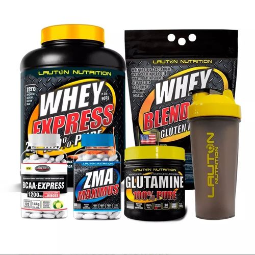 Kit Suplementos 2 Whey Bcaa Glutamina Zma Coq Lauton