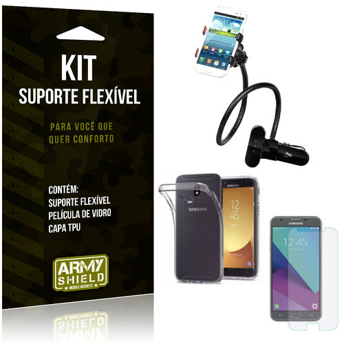 Kit Suporte Flexível Samsung Galaxy J7 Pro (2017) Suporte + Película + Capa - Armyshield