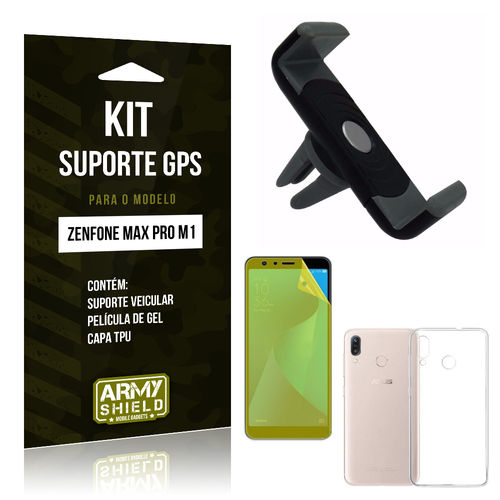 Kit Suporte Veicular Zenfone Max Pro M1 ZB602KL Suporte + Película + Capa - Armyshield