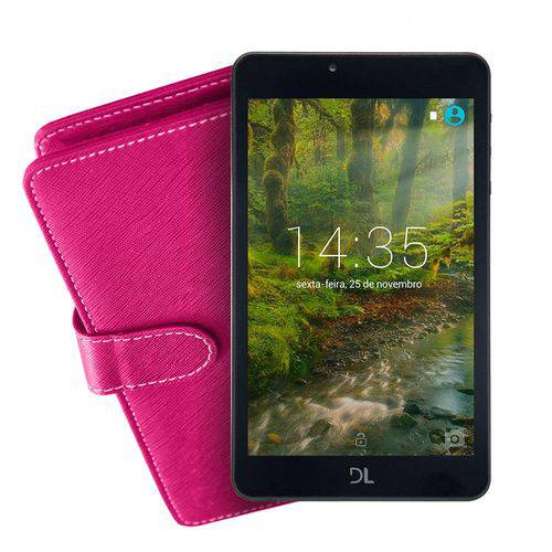 Kit Tablet DL Futura T8, Tela de 7, 8GB, Android 7.1, Quad Core de 1.2Ghz + Capa Pink C/ Teclado