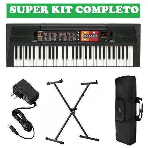 Kit Teclado Arranjador Psr F51 Yamaha com Fonte Bi Volt + Suporte Teclado + Capa Bolsa Protetora