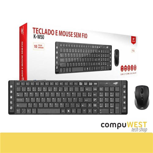 Kit Teclado+ Mouse S/ Fio C3Tech K-W50Bk