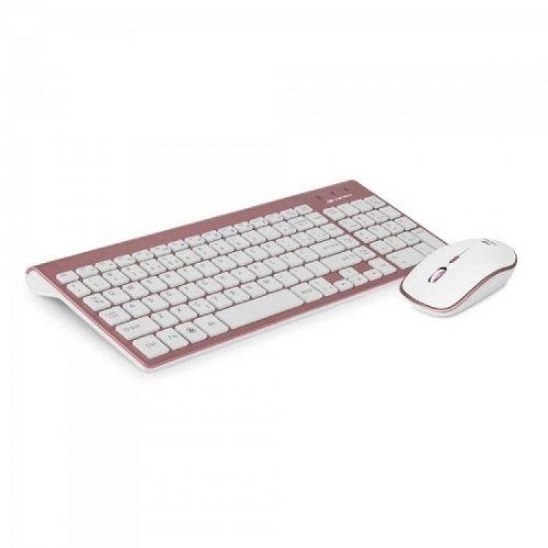 Kit Teclado + Mouse Sem Fio K W510Pwh Pink e Branco C3Tech