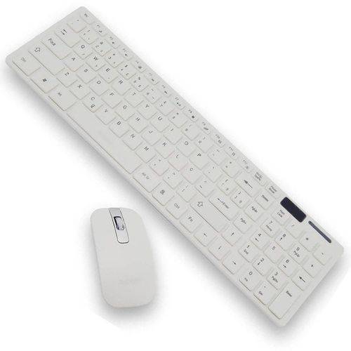 Tudo sobre 'Kit Teclado + Mouse Sem Fio Wireless USB Exbom BK-S1000 Branco com Capa Silicone'