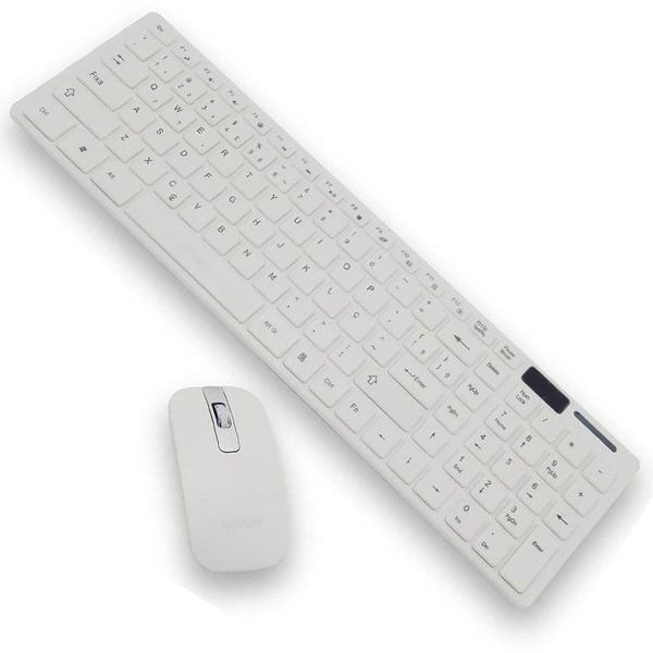 Kit Teclado + Mouse Sem Fio Wireless USB Exbom S1000 Branco com Capa Silicone