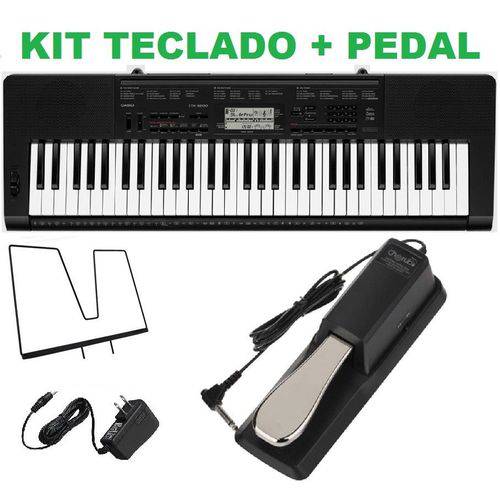 Tudo sobre 'Kit Teclado Musical Ctk-3200 Casio + Fonte + Pedal Sustain'