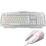 Kit Teclado Semi Mecânico + Mouse Gamer Profissional USB Abnt2 Led Metal BK-G200 GM-600 Prata Branco