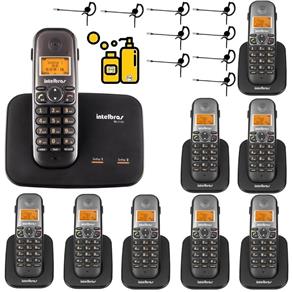 Kit Telefone Fixo Sem Fio 2 Linhas com 8 Ramal Bina Headset - Bivolt