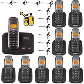 Kit Telefone Fixo Sem Fio 2 Linhas com 9 Ramal Bina Headset - Bivolt