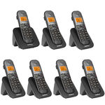 Kit Telefone Intelbras Bina/viva Voz Sem Fio Ts 5120 Preto + 6 Ramais Ts 5121 Preto