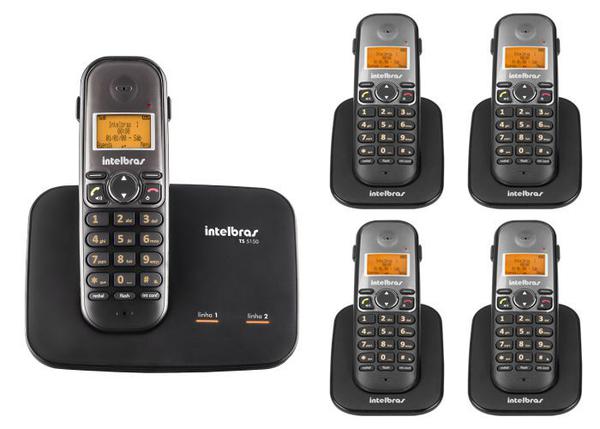 Kit Telefone 2 Linhas Ts 5150 + 4 Ramais Ts 5121 Intelbras