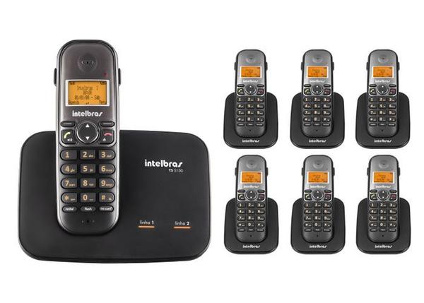 Kit Telefone 2 Linhas Ts 5150 + 6 Ramais Ts 5121 Intelbras
