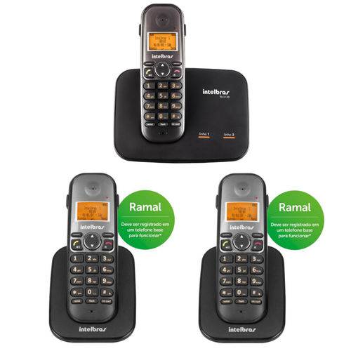 Kit Telefone S/Fio TS5150+2 Ramais S/Fio Intelbras TS5121