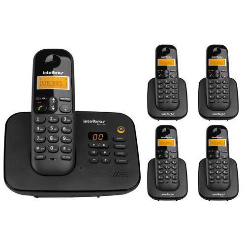 Kit Telefone Sem Fio Digital com Secretária Eletrônica TS 3130 Intelbras + 4 Ramal TS 3111 Intelbras