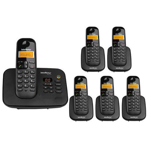 Kit Telefone Sem Fio Digital com Secretária Eletrônica TS 3130 Intelbras + 5 Ramal TS 3111 Intelbras