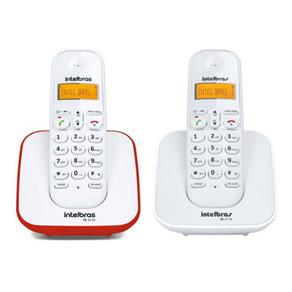 Kit Telefone Sem Fio Digital TS 3110 com Ramal Intelbras Branco / Vermelho