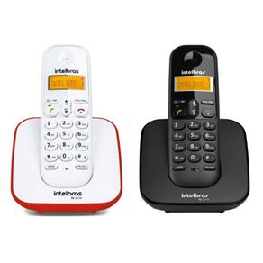 Kit Telefone Sem Fio Digital TS 3110 com Ramal Intelbras Preto / Vermelho