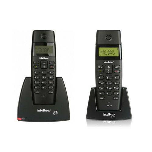 Kit Telefone Sem Fio Digital TS 40 ID Intelbras + Ramal Sem Fio Digital TS 40 R Intelbras Preto
