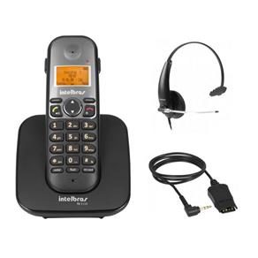 Kit Telefone Sem Fio Digital TS 5120 Intelbras DECT 6.0 Viva Voz Preto + Headset THS 50 Intelbras