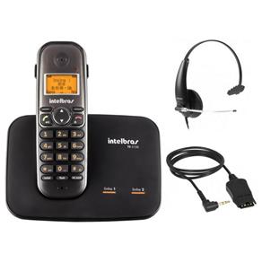 Kit Telefone Sem Fio Digital TS 5150 Intelbras DECT 6.0 Viva Voz Preto + Headset THS 50 Intelbras