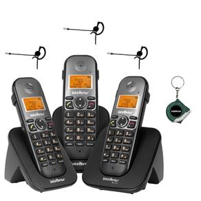 Kit Telefone Sem Fio 2 Ramais TS 5123 Bina 3 Fones Intelbras - Bivolt
