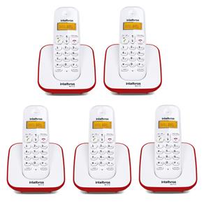 Kit Telefone Sem Fio TS 3110 + 4 Ramais TS 3111 Branco e Vermelho TS 3110 - Intelbras