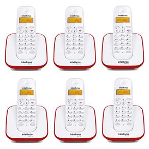 Kit Telefone Sem Fio TS 3110 + 5 Ramais TS 3111 Branco e Vermelho TS 3110 - Intelbras