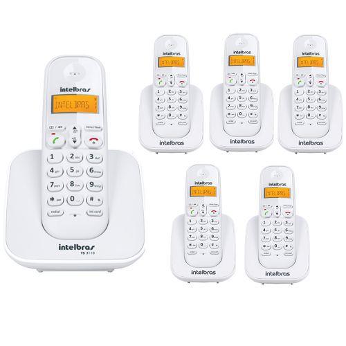 Kit Telefone Sem Fio Ts 3110 + 5 Ramais Ts 3111 Branco Intelbras