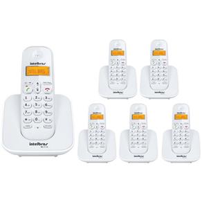 Kit Telefone Sem Fio TS 3110 com 5 Ramal Adicional Intelbras Branco Dect 6.0 com Identificação de Chamadas.
