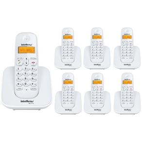 Kit Telefone Sem Fio TS 3110 com 6 Ramal Adicional Intelbras Branco Dect 6.0 com Identificação de Chamadas.