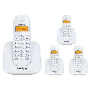 Kit Telefone Sem Fio TS 3110 com 3 Ramal Adicional Intelbras Branco Dect 6.0 com Identificação de Chamadas.