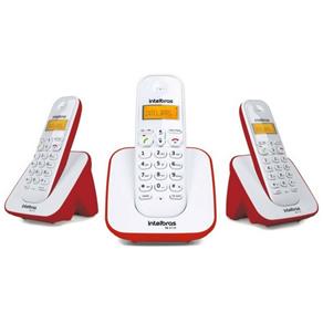 Kit Telefone Sem Fio Ts 3110 com 2 Ramal Intelbras Branco / Vermelho com Identificação de Chamadas