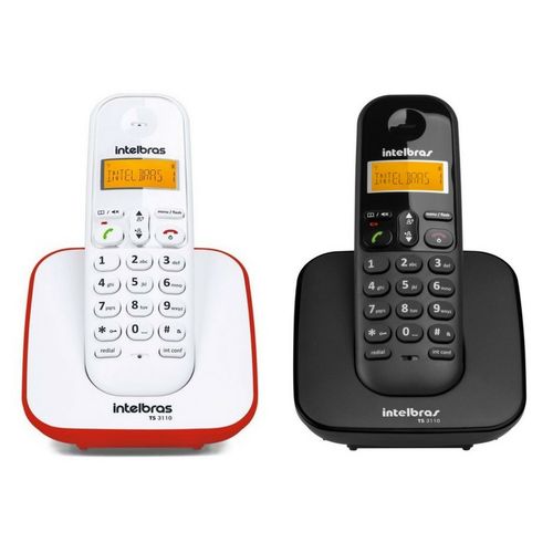 Kit Telefone Sem Fio Ts 3110 + Ramal Intelbras Preto / Vermelho