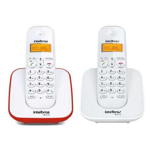 Kit Telefone Sem Fio Ts 3110 + Ramal Intelbras Branco / Vermelho