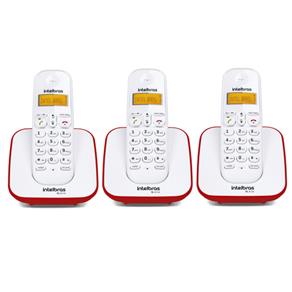 Kit Telefone Sem Fio TS 3110 + 2 Ramais TS 3111 Branco e Vermelho TS 3110 - Intelbras