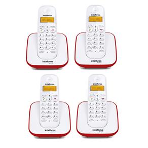 Kit Telefone Sem Fio TS 3110 + 3 Ramais TS 3111 Branco e Vermelho TS 3110 - Intelbras