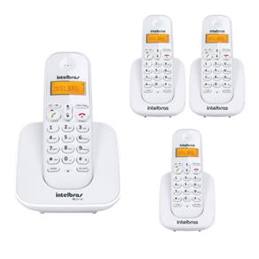 Kit Telefone Sem Fio Ts 3110 + 3 Ramais Ts 3111 Branco Intelbras