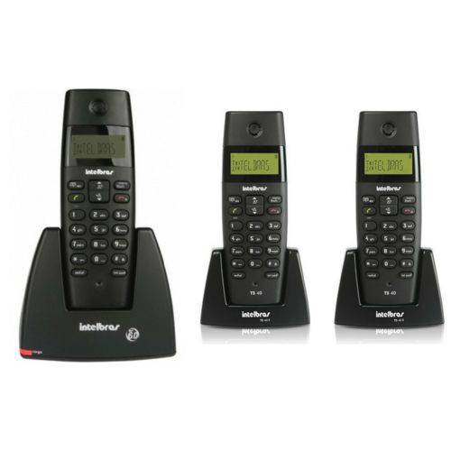 Kit Telefone Sem Fio Ts 40 Id + 2 Ramal Ts 40 R Intelbras