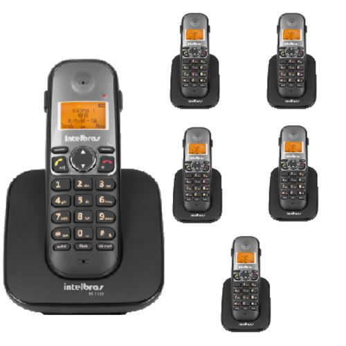 Kit Telefone Sem Fio Ts 5120 + 5 Ramais Ts 5121 Intelbras