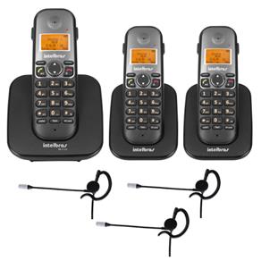 Kit Telefone Sem Fio TS 5120 + 2 Ramais TS 5121 + 3 Fone HC 10 Intelbras