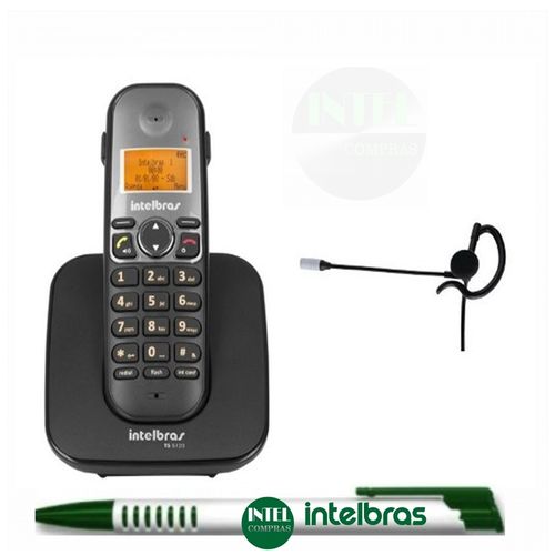 Kit Telefone Sem Fio Ts 5120 Viva Voz Dect 6.0 Preto com Fone Ouvido Hc 10 Intelbras