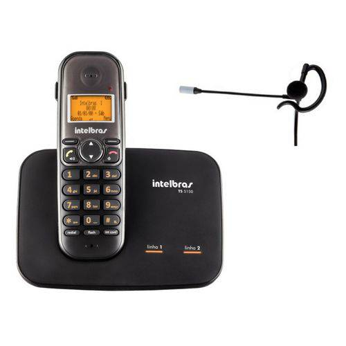 Kit Telefone Sem Fio TS 5150 com Fone Ouvido HC 10 Intelbras