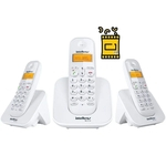 Kit Telefone TS 3110 Intelbras e 2 extensão Data Hora Alarme