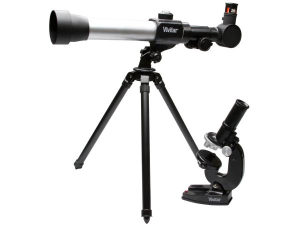 Tudo sobre 'Kit Telescópio de Refração Zoom 20x 30x 40x - Lente 50mm com Tripé e Microscópio'