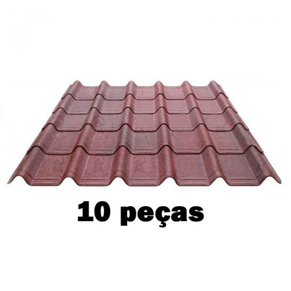 Kit Telha Ecológica Onduline Onduvilla 1,06X0,40m Vermelha Mesclada-10 Peças