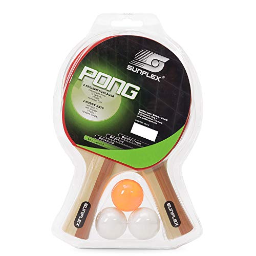 Kit Tênis de Mesa Sunflex Pong com 02 Raquetes e 03 Bolinhas