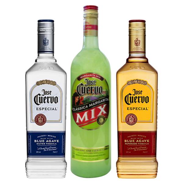 Kit Tequila Jose Cuervo Prata + Tequila Ouro + Margarita Mix